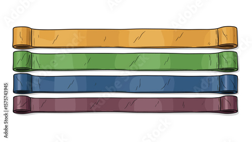 Colorful Exercise Resistance Bands for Strength Training and Fitness Illustration