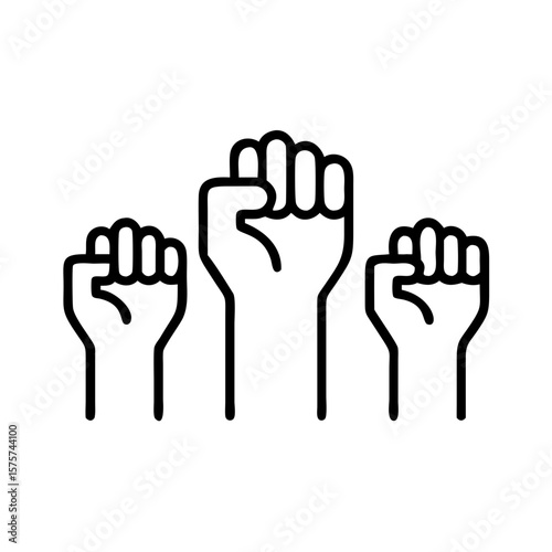 Raised hands symbolizing unity and protest concept of icon  