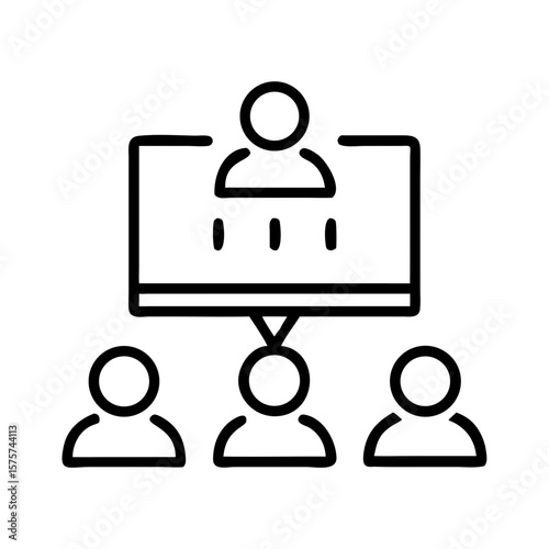 Group of people interacting with a laptop during a virtual meeting  