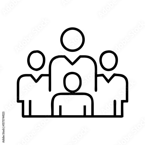 Group of people standing together in a line, concept of icon  