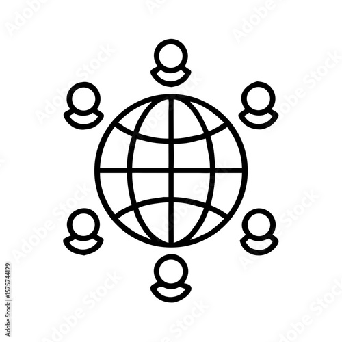 Globe with people silhouettes representing global community concept  