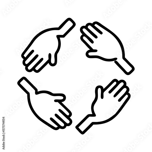 Hands joined in a circle symbolizing unity and collaboration  
