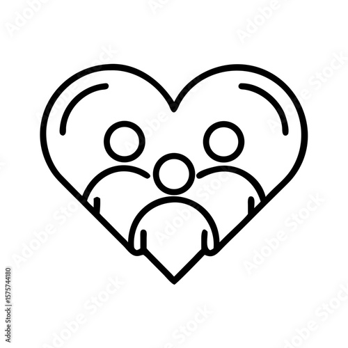 People forming a heart shape icon representing love and connection  