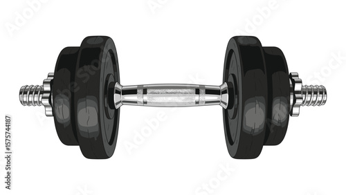 Detailed dumbbell illustration for fitness, gym, health and bodybuilding projects isolated on