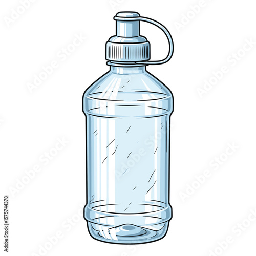 Hydration: Clear Plastic Water Bottle Illustration for Creative Design Projects and Advertising