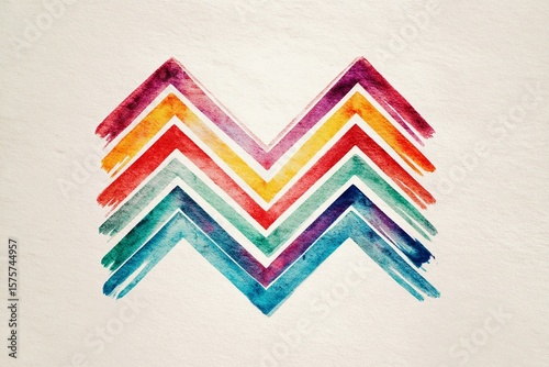 Expressive Watercolor Strokes Create Vibrant Zigzag Patterns on White Canvas Generative AI
