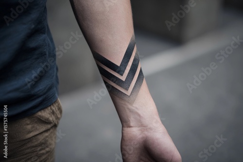 Chevron Tattoo Elegantly Displayed on Forearm Showcasing Urban Artistry Generative AI