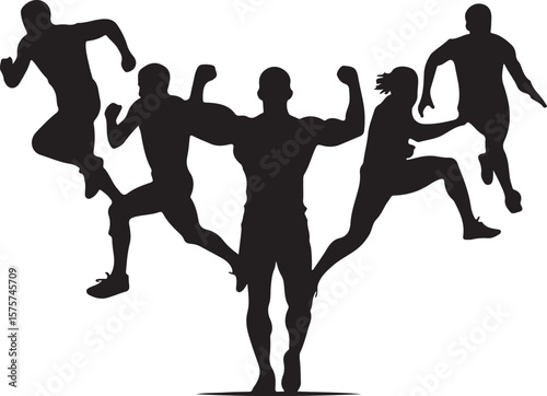 Athletic figures in motion athletes running