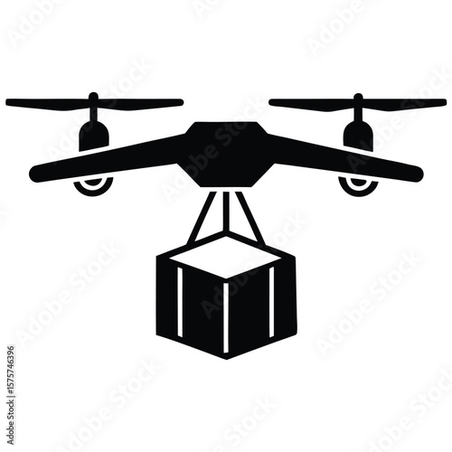 Vector art of drone carrying a package for delivery