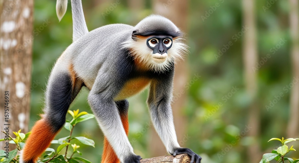 Fototapeta premium Vibrant Colorful Douc Langur Primate Wildlife Stunning Iconic