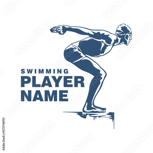 Swimming Player logo design vector. Silhouette Swimming Male Template Illustration. Icon Symbol