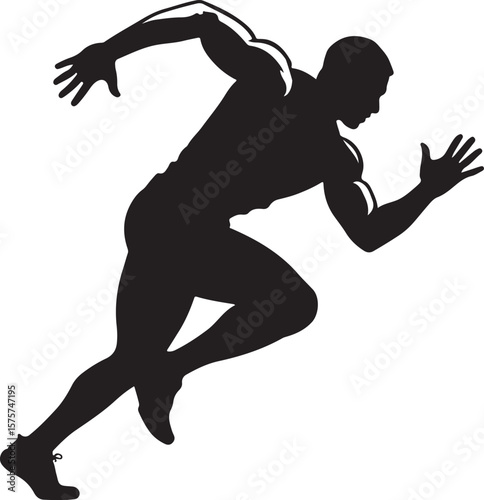 Athletic man running fast motion silhouette runner athlete