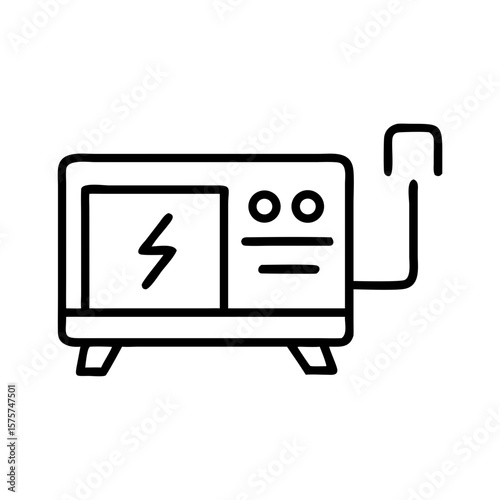 Power generator in outline style with electrical symbols and cable  