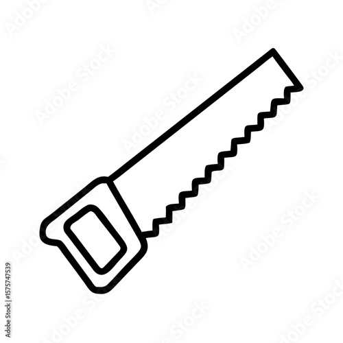 Hand saw with serrated blade in minimalist design  