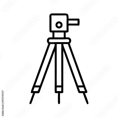 Surveying tripod in minimalist style with black lines on white background  