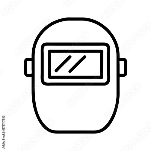 Welding mask icon in line art style on white background  