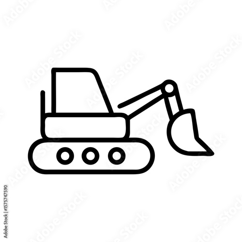 Excavator icon in simple line art style on a white background  