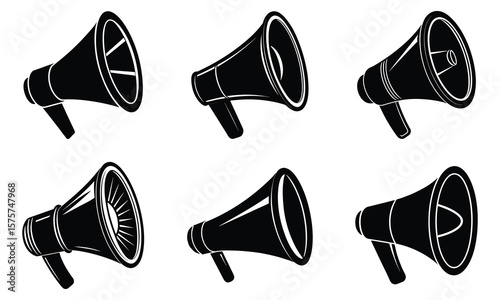 Collection of Megaphone silhouette Illustrations Loudspeaker Designs