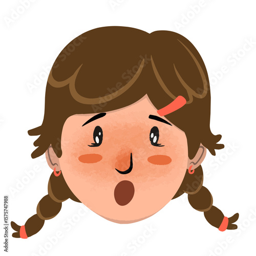 Cartoon Illustration of Shocked Girl's Face