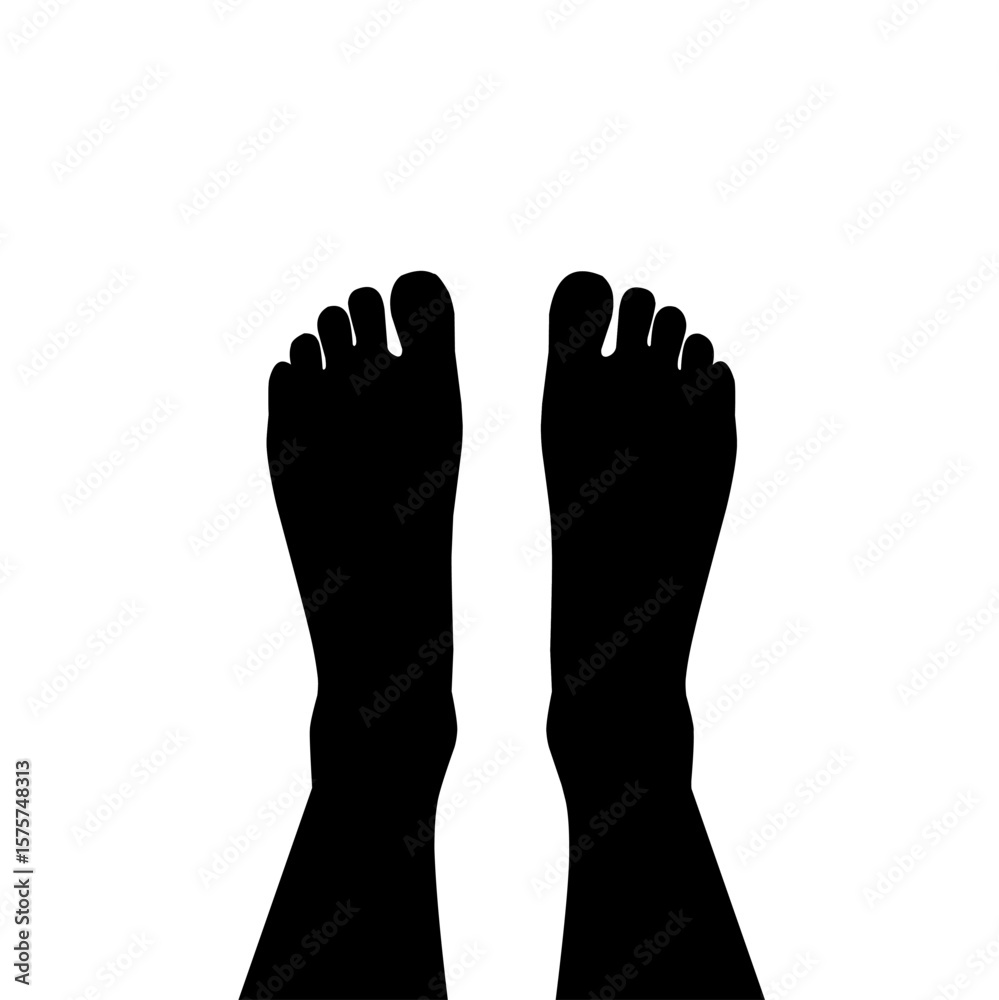 silhouette of a pair of human feet viewed from above. Minimalist black illustration ideal for medical, foot anatomy, or icon-related design purposes silhouette of a pair of human feet viewed from above. Minimalist black illustration ideal for medical, foot anatomy, or icon-related design purposes