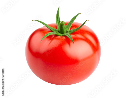 Single vibrant tomato on black background