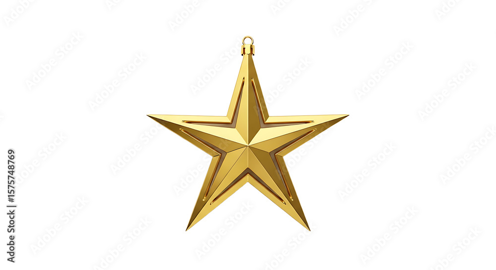 Obraz premium Elegant golden star ornament isolated on white background, festive decoration