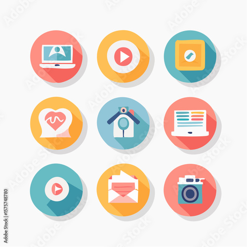 flat icons for web and mobile applications set 1