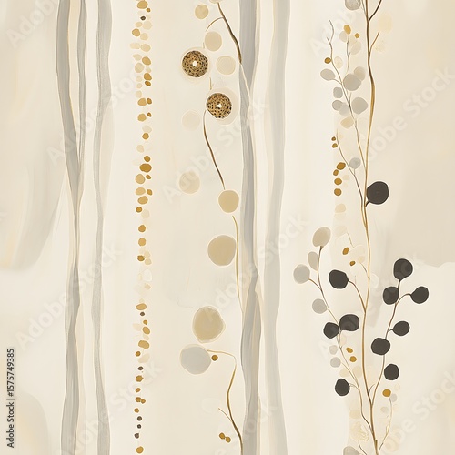 Abstract Beige Floral Botanical Art Print