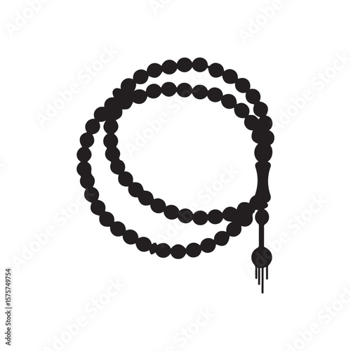 Round tasbih or islamic prayer beads silhouette icon vector flat illustration design