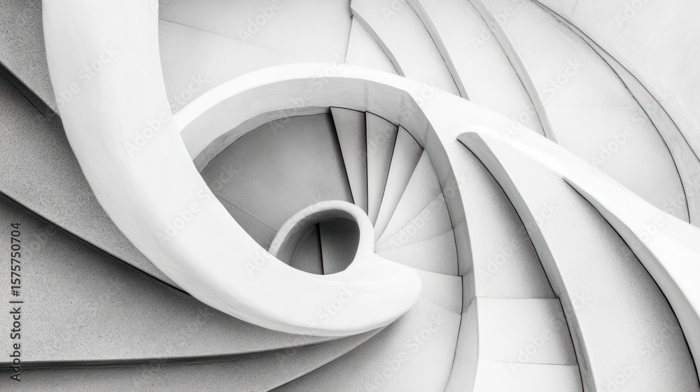 Fototapeta premium Abstract spiral staircase in grayscale (1)