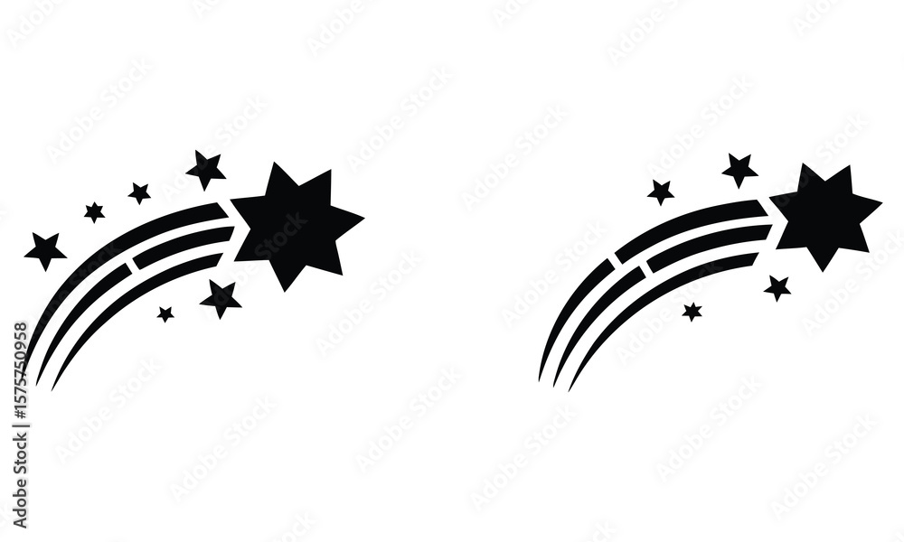 Obraz premium Shooting Star Icons Celestial Design Elements