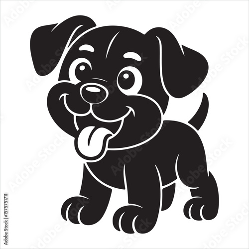 Cute Puppy Vector – Happy Cartoon Dog Silhouette