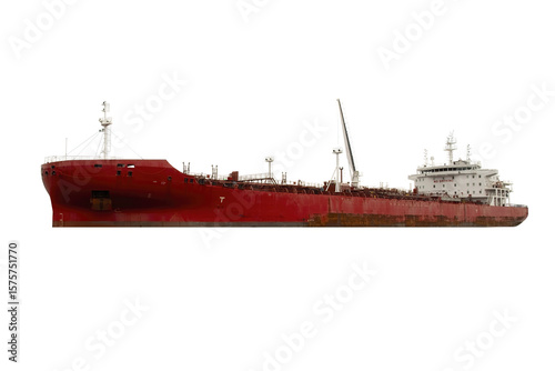 large red oil tanker ship isolated transparent png