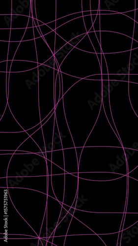 Abstract background with pink lines endless seamless loop animation in vertical format. Slow wavy motion. Contrast pink and black colors. Trendy Y2K vibes