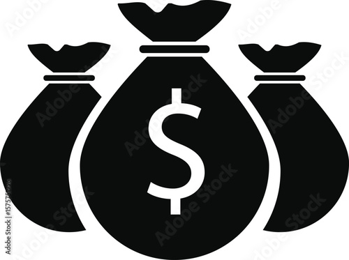 Money bag with dollar icon. Money bag icon. Income growth. Business and finance. Cash icon. Money icon. Cash back. Investment. Bag of coins. Financial savings. Payment. 
