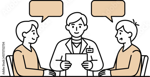 Illustration doctor consultation medical healthcare appointment patient discussion advice clinic visit 