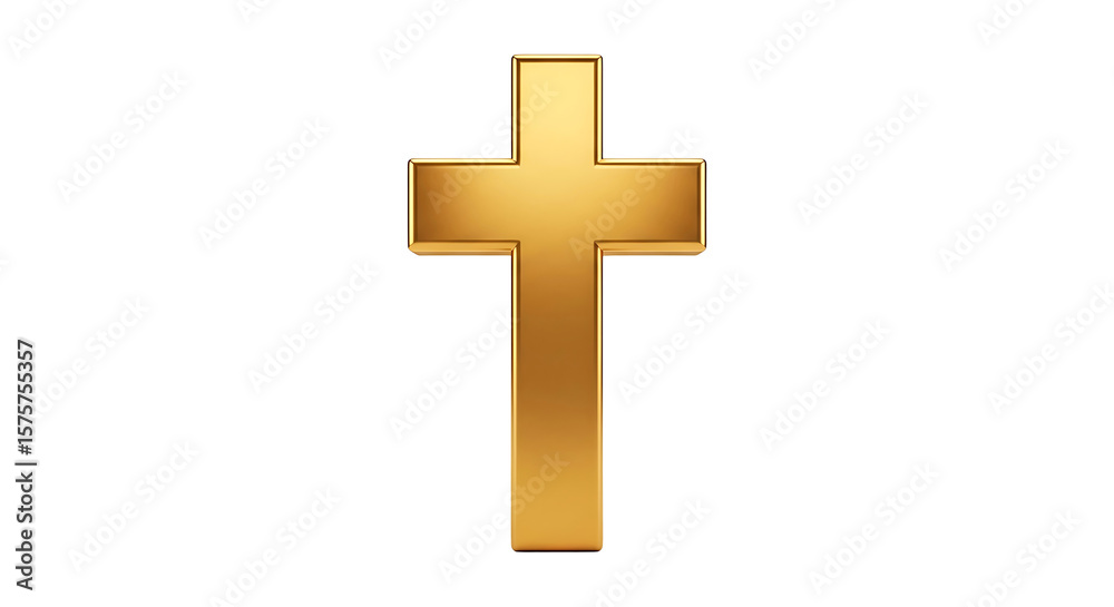 Fototapeta premium Elegant golden christian cross symbol isolated on a white studio background