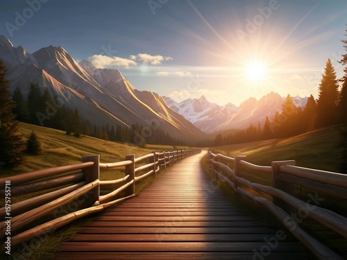 Sunlit Mountain Pathway