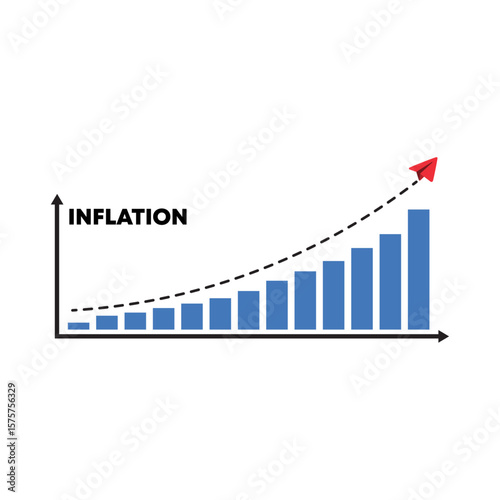 Graph showing annual inflation template. High inflation idea concept design