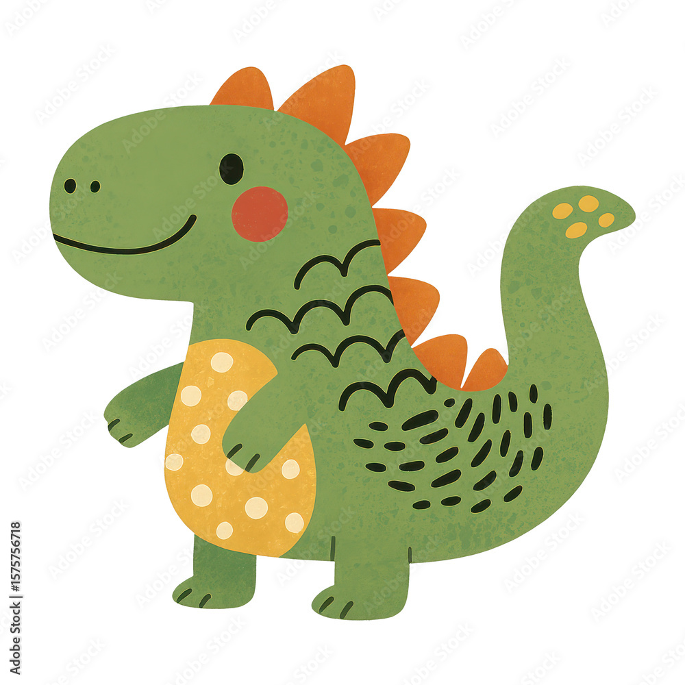 Obraz premium PNG Cute dinosaur cartoon illustration.