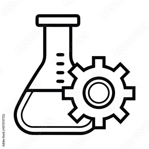 laboratory flask containing liquid, science experiment and chemistry vector icon