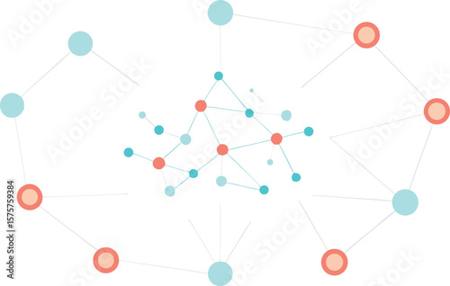 Vector art of an abstract network of interconnected nodes and lines, symbolizing data and communication.