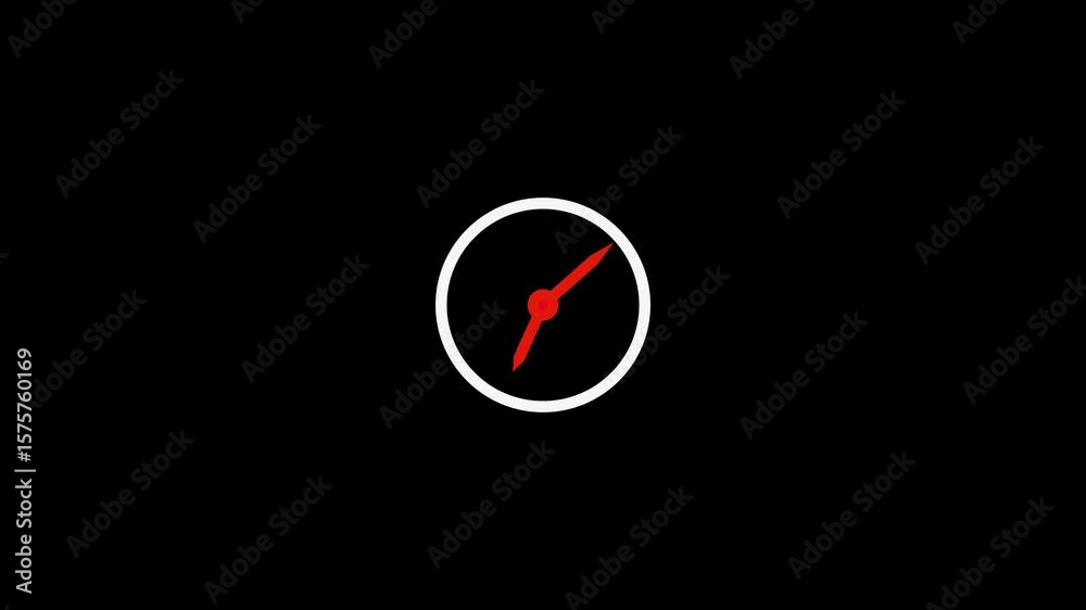 Fast moving clock Neon bright glowing spinning animation.