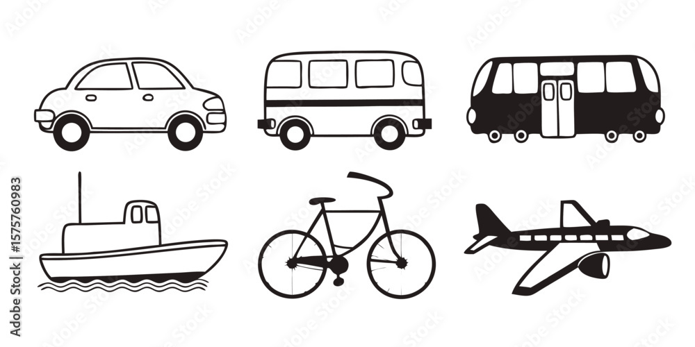 Fototapeta premium Set of 6 transportation icons vector