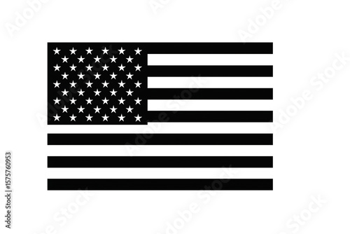 black and white United States flags