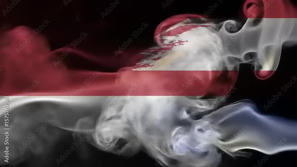 Myanmar flag smoke abstract art.
