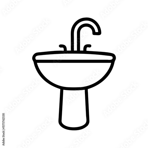 Sink icon symbolizes washing, plumbing, and hygiene. Great for interior design visuals, bathroom products, or household content.
