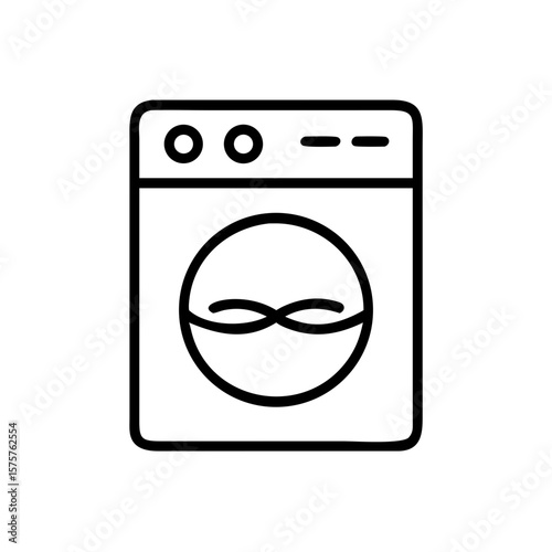 Washing machine icon represents cleaning, home appliances, and hygiene. Suitable for home visuals, laundry services, or e-commerce icons.