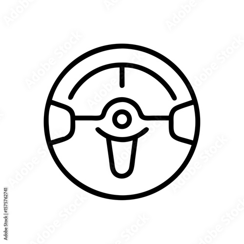 Steering wheel icon symbolizes driving, control, and automotive systems. Use for vehicle UIs, transport apps, or dashboard visuals.