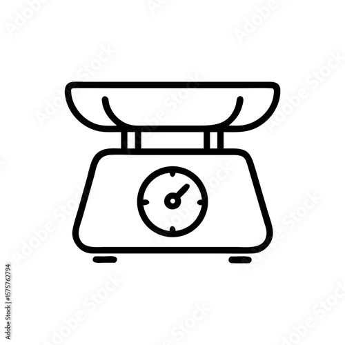 Kitchen scale icon illustrates precision in cooking. Ideal for recipe blogs, food preparation, or healthy eating visuals.